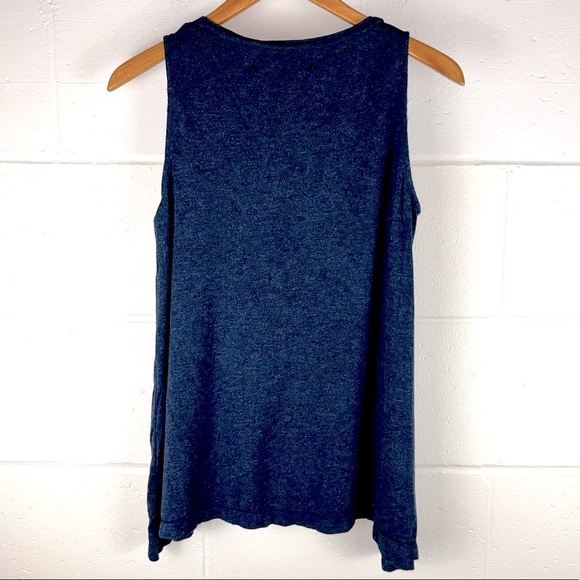 Max Studio Loose Fit V Neck Tank Top Small Navy Blue - Picture 3 of 7